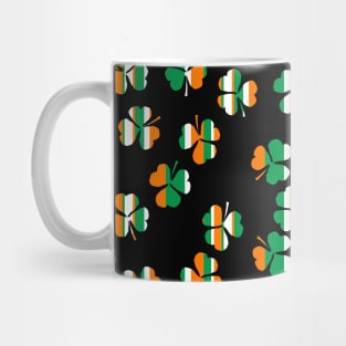 Shamrock Pattern in Green White Orange Stripes Mug